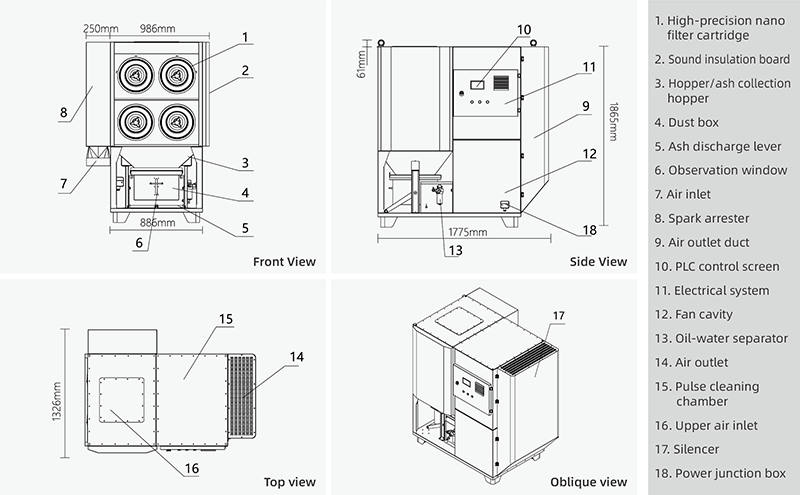 Industrial Dust Collector Fume Extractor